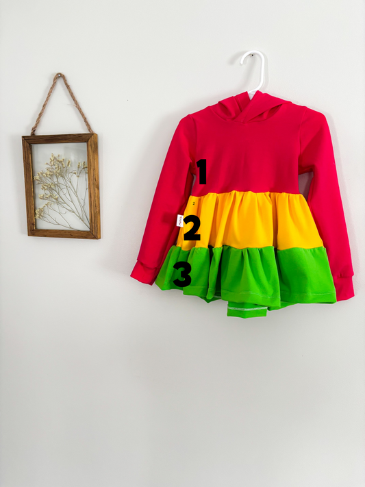 Colorblock Hooded Tiered Peplum