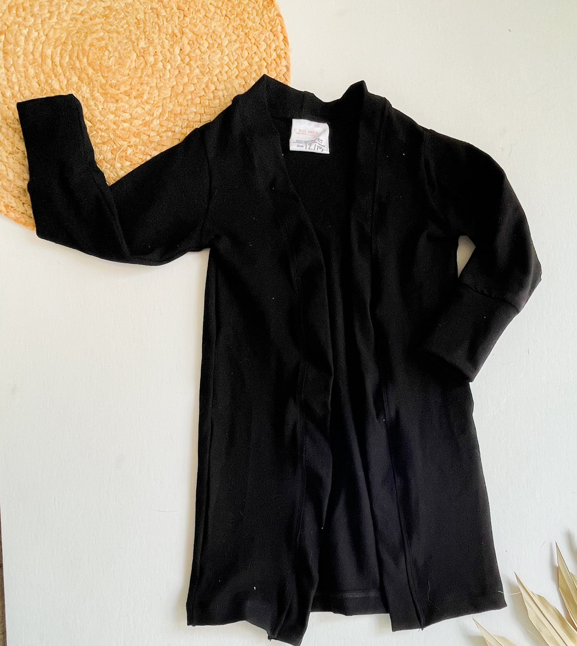 12/18m Black Duster Length Cardigan